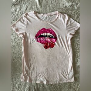 Guess Pink Lip Graphic Tee